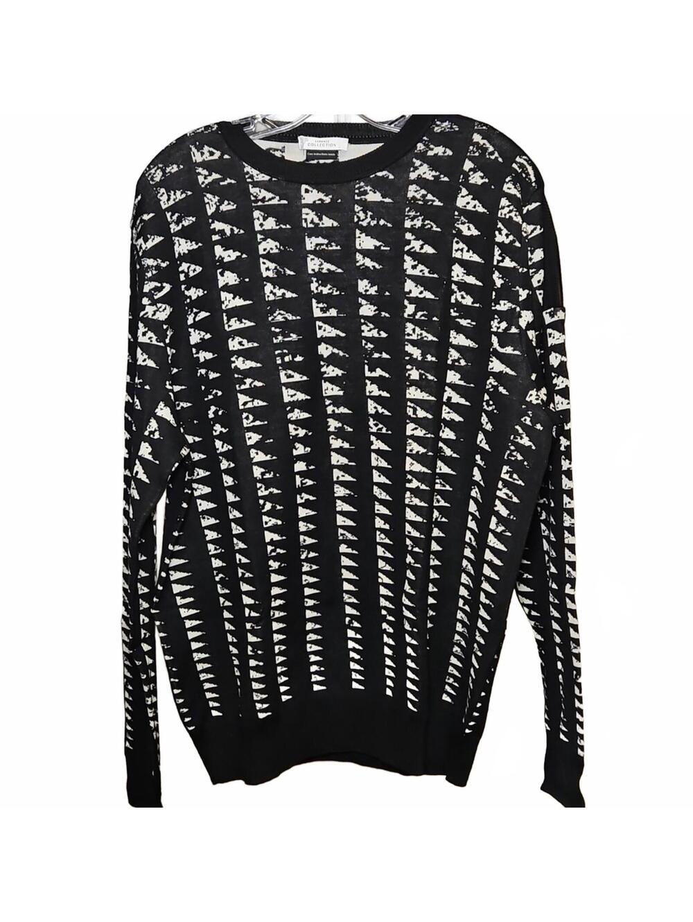 Versace Collection | Black and White Geometric Crewneck Sweater | XL